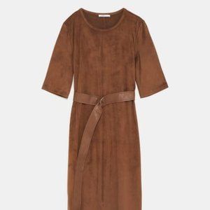 Zara tan suede belted dress